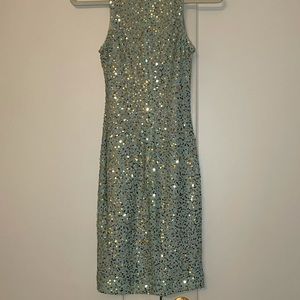 Sequin Midi High Neck Cocktail Dress